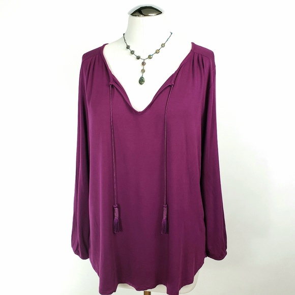 Cupio Tops - Cupio Tassel Tie Knit Long Sleeve Top Tunic